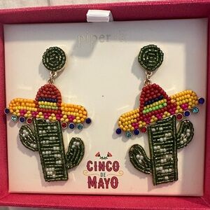 Piper K Cinco De Mayo Colorful Cactus Earrings